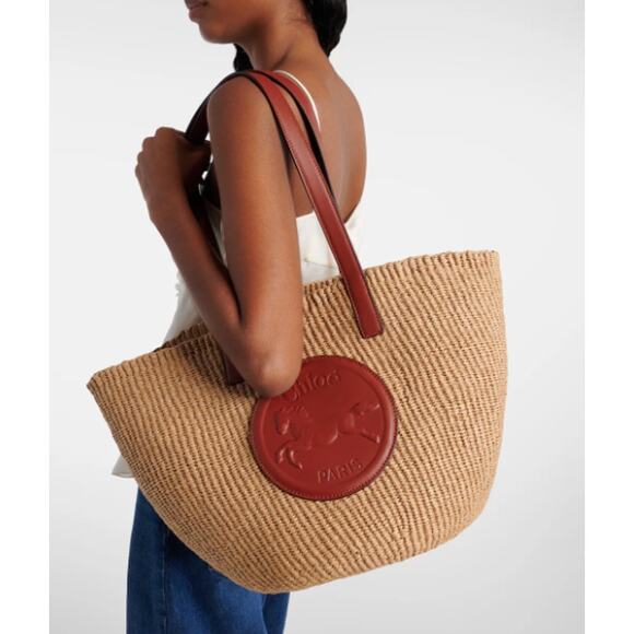 NEW CHLOE BASKET LARGE HORSE SUMMER STRAW RAFFIA TOTE BAG NWT AUTHENTIC! - Picture 1 of 15